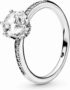 Pandora Clear Sparkling Crown Solitaire Ring - Promise Ring for Women - Gift for Her - With Gift Box