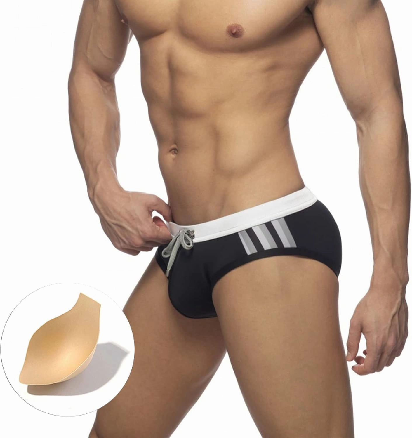 Panegy Mens Basic Classic Swim Briefs Padded Bikini Swimwear Triangle Swimsuit Bikini Bottoms Low Rise S-XXL