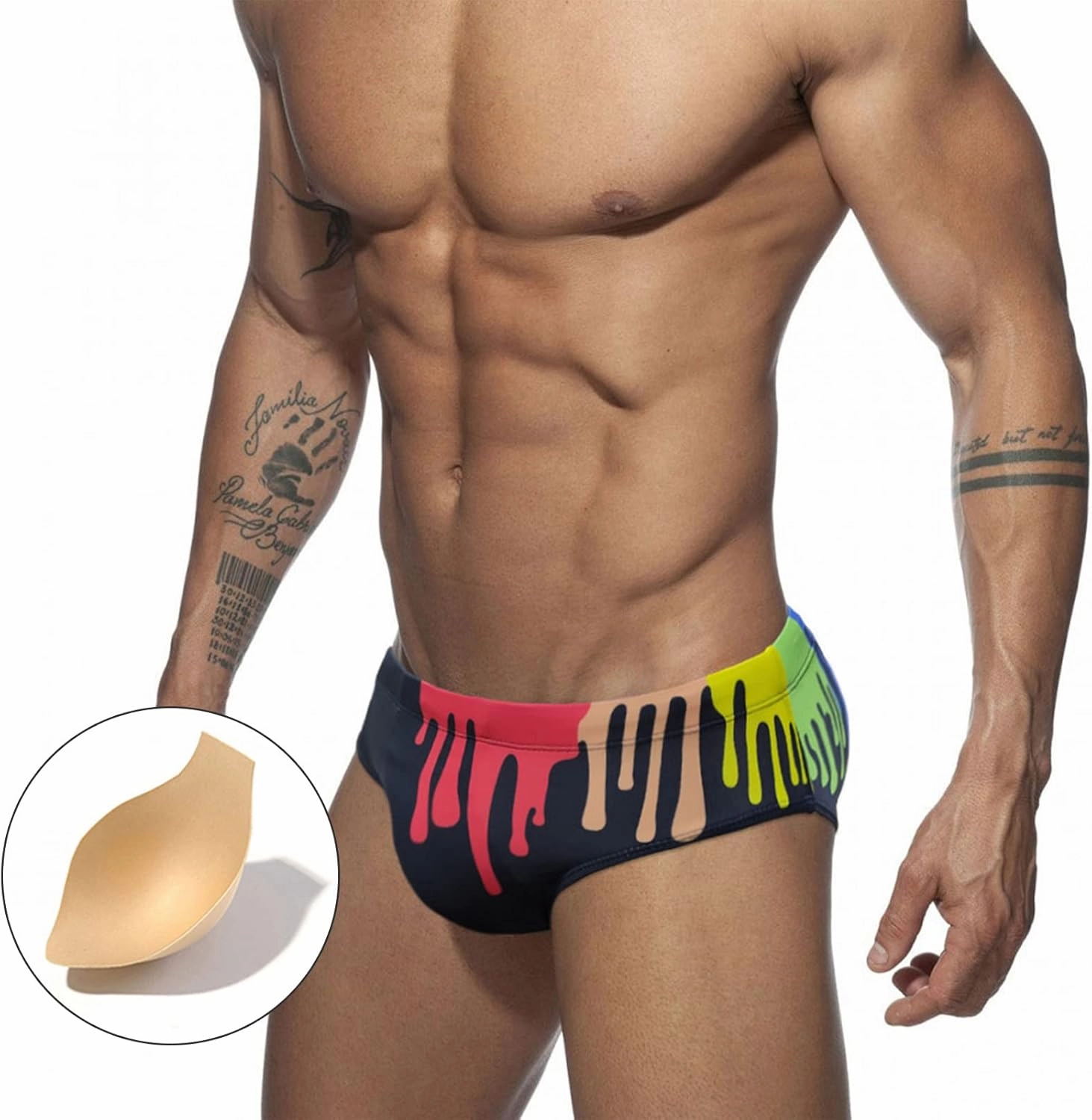 Panegy Mens Basic Classic Swim Briefs Padded Bikini Swimwear Triangle Swimsuit Bikini Bottoms Low Rise S-XXL