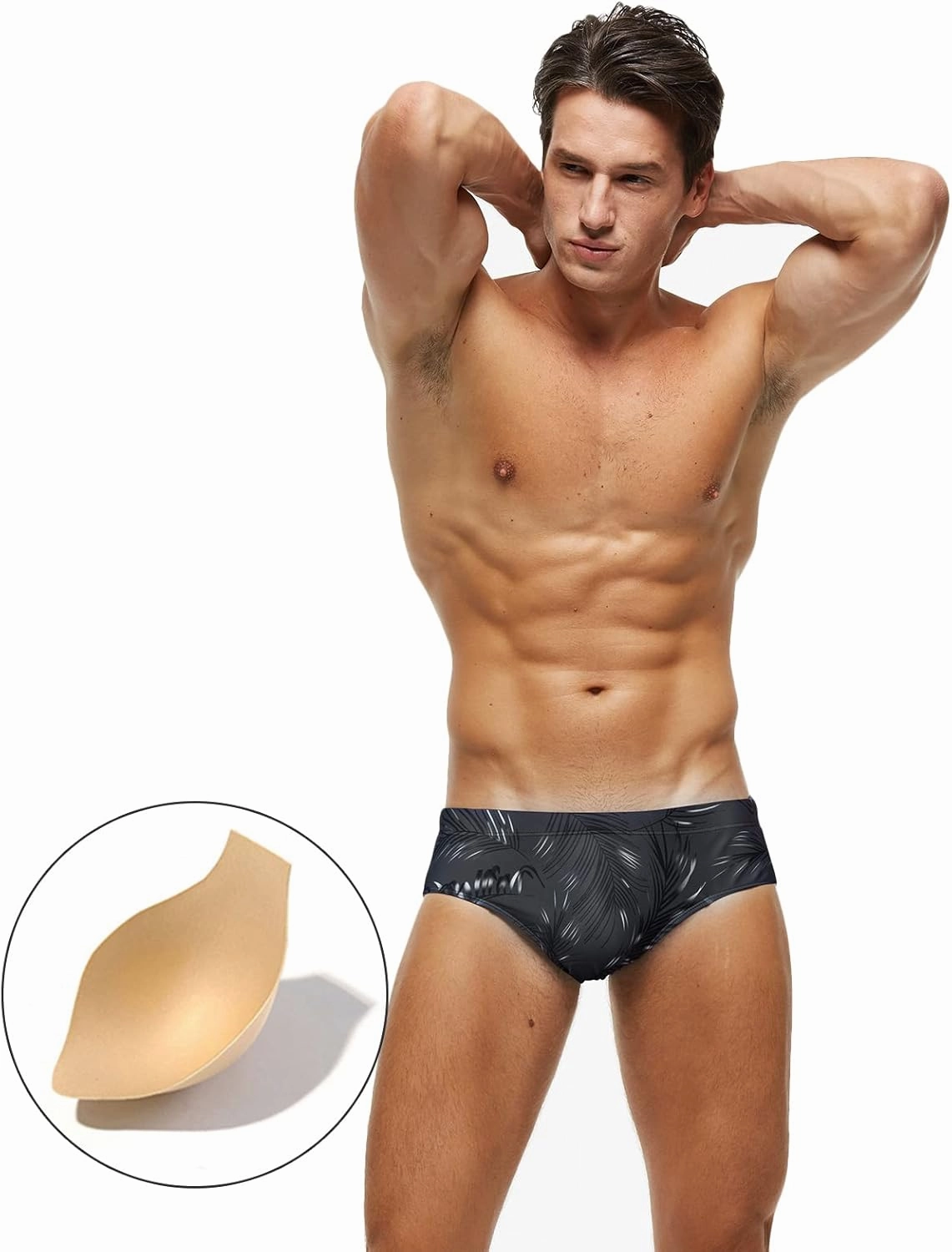 Panegy Mens Quick Dry Swimsuit Bikini Briefs Drawstring Low Rise Swim Bottoms with Removable Pad M-3XL