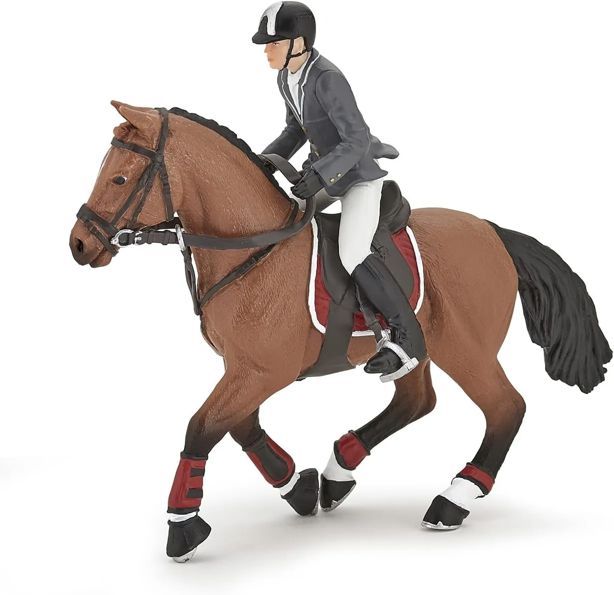 Papo - Hand-Painted - Figurine - Horses,Foals and Ponies - Competition Horse with Rider-51561 - Collectible - for Children - Suitable for Boys and Girls - from 3 Years Old