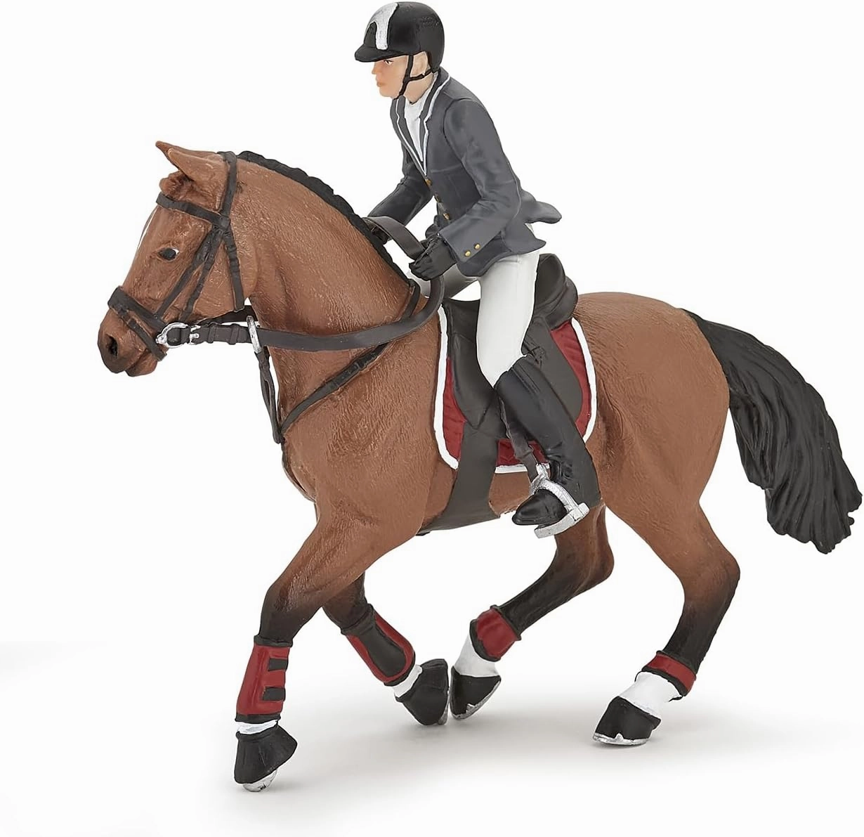 Papo - Hand-Painted - Figurine - Horses,Foals and Ponies - Competition Horse with Rider-51561 - Collectible - for Children - Suitable for Boys and Girls - from 3 Years Old
