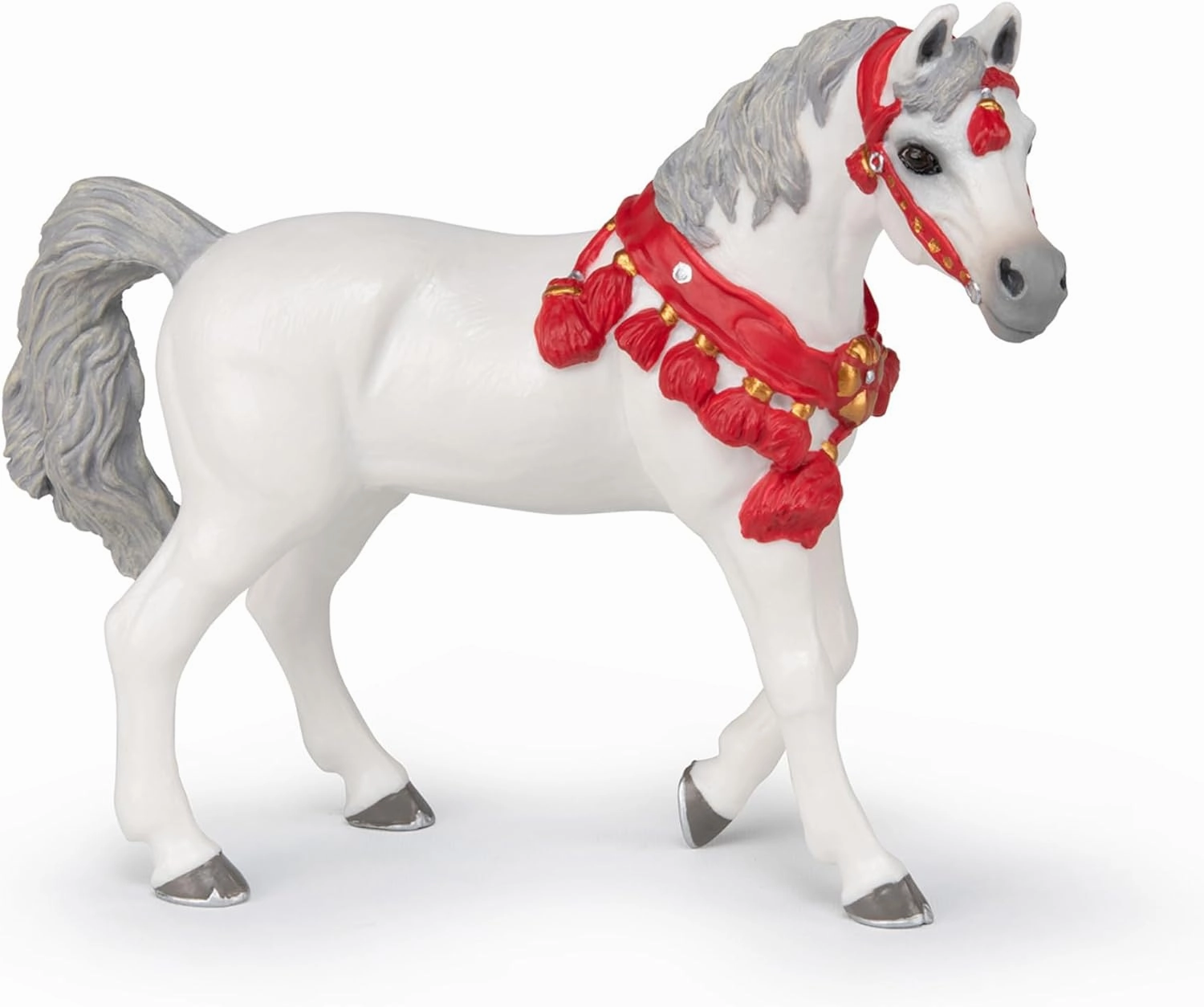 Papo - Hand-Painted - Figurine - Horses,Foals and Ponies - White Arabian Horse in Parade dress-51568 - Collectible - for Children - Suitable for Boys and Girls - from 3 Years Old