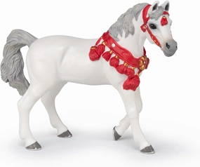 Papo - Hand-Painted - Figurine - Horses,Foals and Ponies - White Arabian Horse in Parade dress-51568 - Collectible - for Children - Suitable for Boys and Girls - from 3 Years Old
