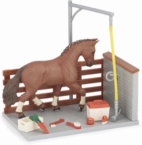 Papo - Playset - Wash Box and Accessories - 60116 - Horses - Animals - Collectible - for Children - Suitable for Boys and Girls- from 3 Years Old