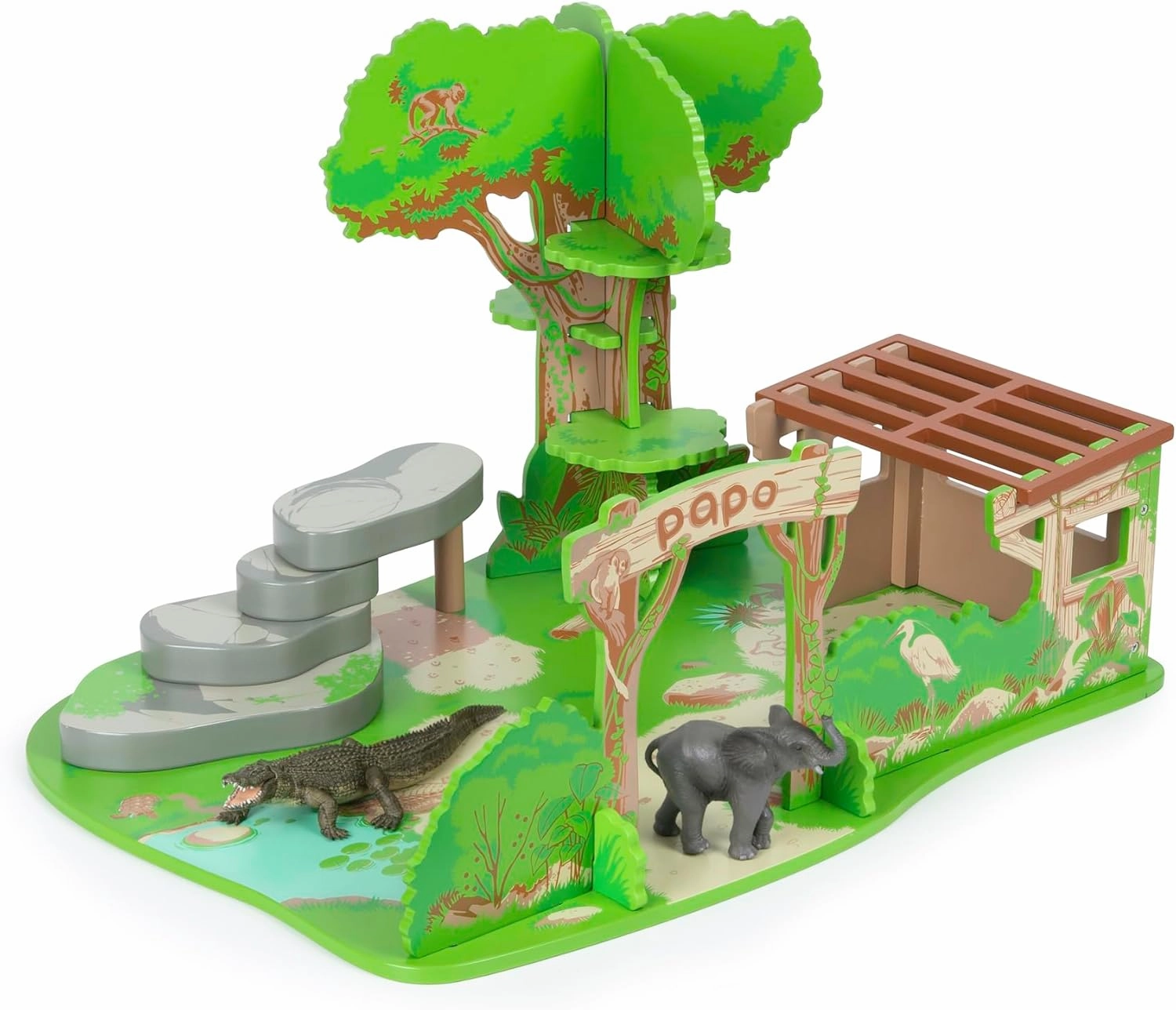 Papo - Wildlife - The Animal Reserve - 80011 - Wooden playset for Figurines - Collectible - for Children - Suitable for Boys and Girls - from 3 Years Old