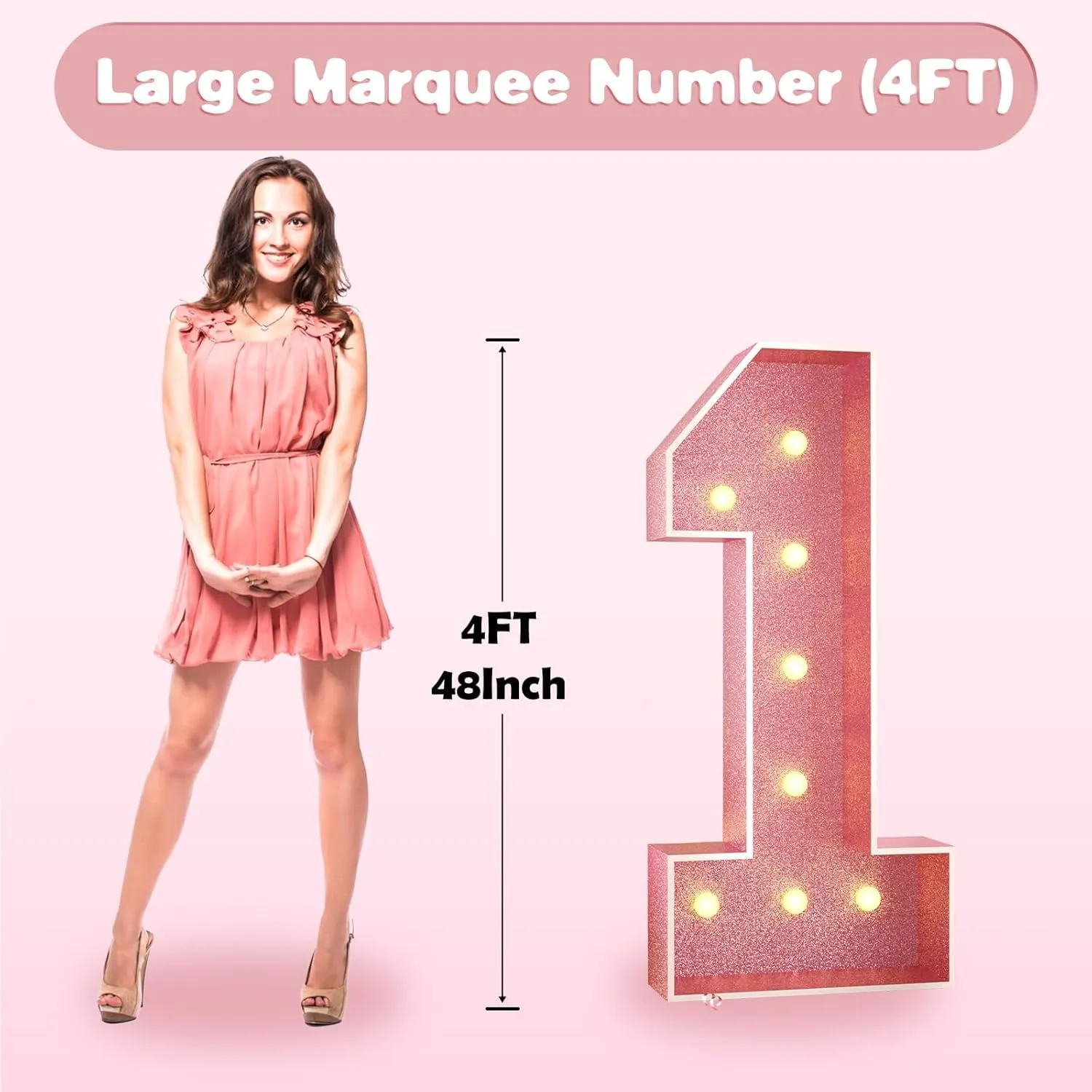 Paready 4FT Marquee 16 Numbers Rose Gold, Light Up Numbers 16 Pink 16th Birthday Decorations, Large Number 16 Light Up Foam Board for Girls 16th Birthday Party DIY Decorations Anniversary