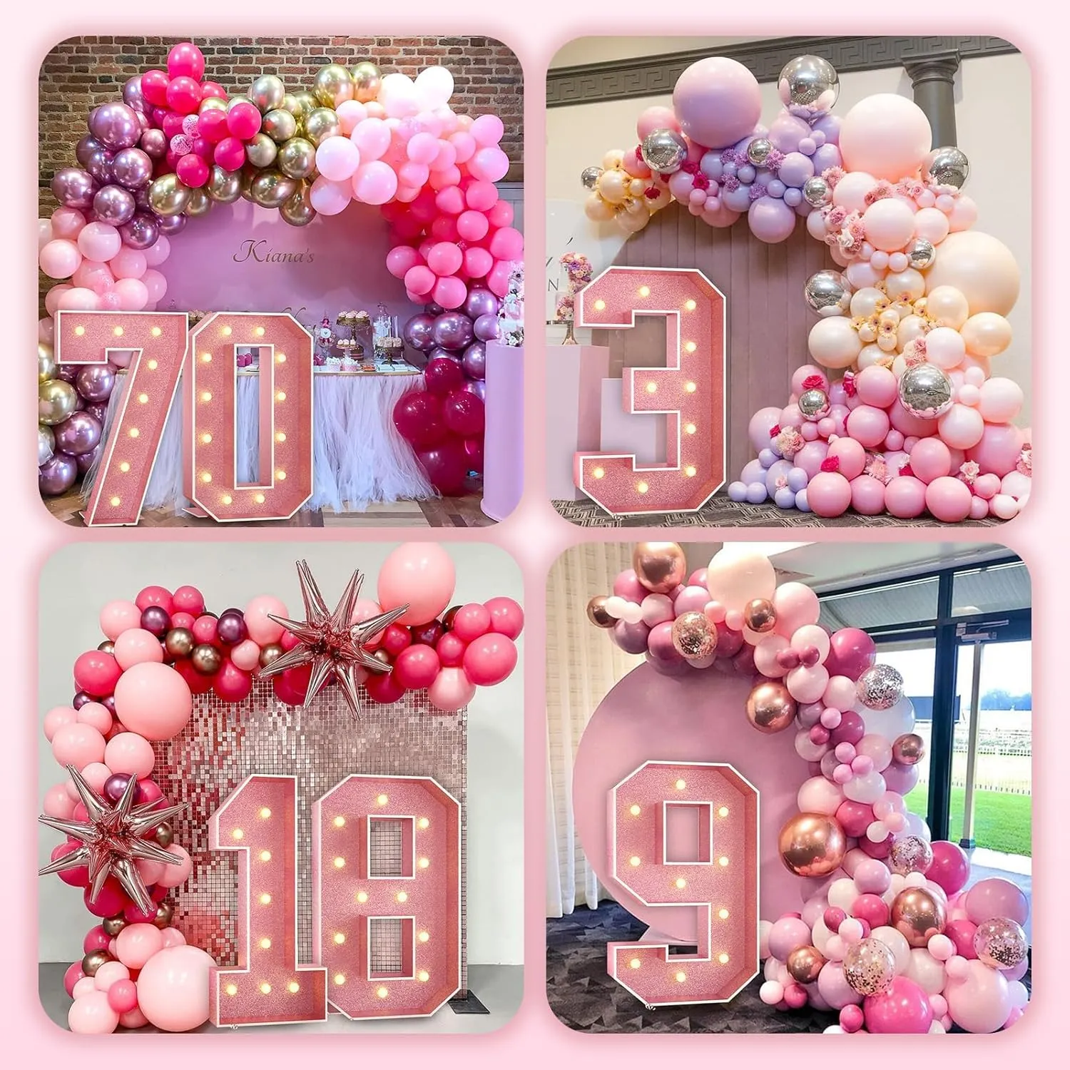 Paready 4FT Marquee 16 Numbers Rose Gold, Light Up Numbers 16 Pink 16th Birthday Decorations, Large Number 16 Light Up Foam Board for Girls 16th Birthday Party DIY Decorations Anniversary