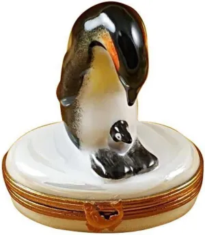 Penguin with Baby Limoges Box Figurine
