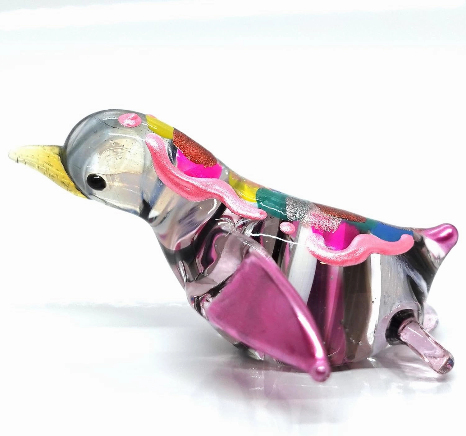 Penguin Miniature Figurines Animals Hand Blown Glass Art Bird Collectible Gift Home Decorate (Multi-Black)