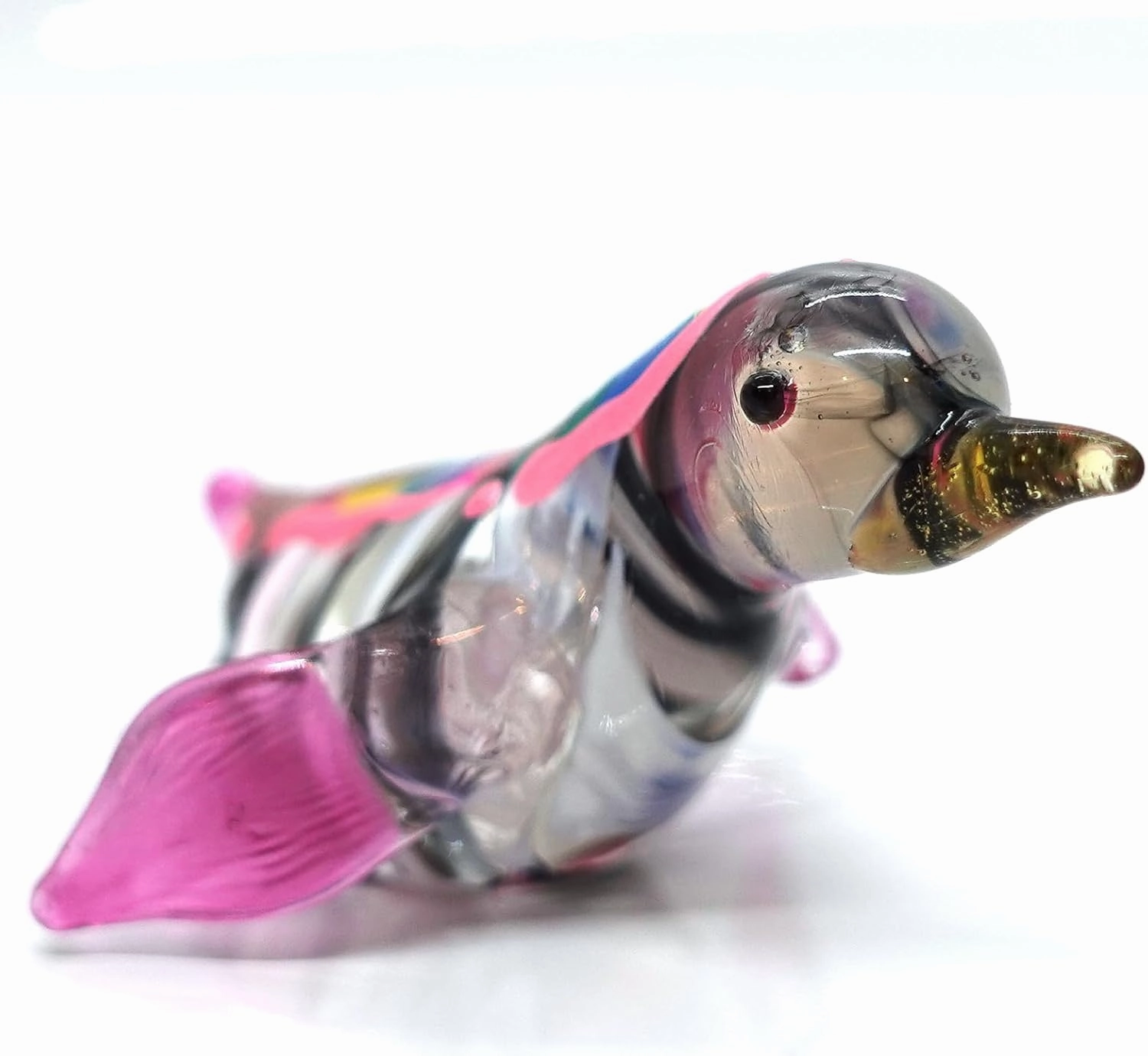 Penguin Miniature Figurines Animals Hand Blown Glass Art Bird Collectible Gift Home Decorate (Multi-Black)