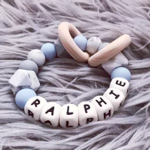 Personalised Blue Hue Silicone Teething Ring