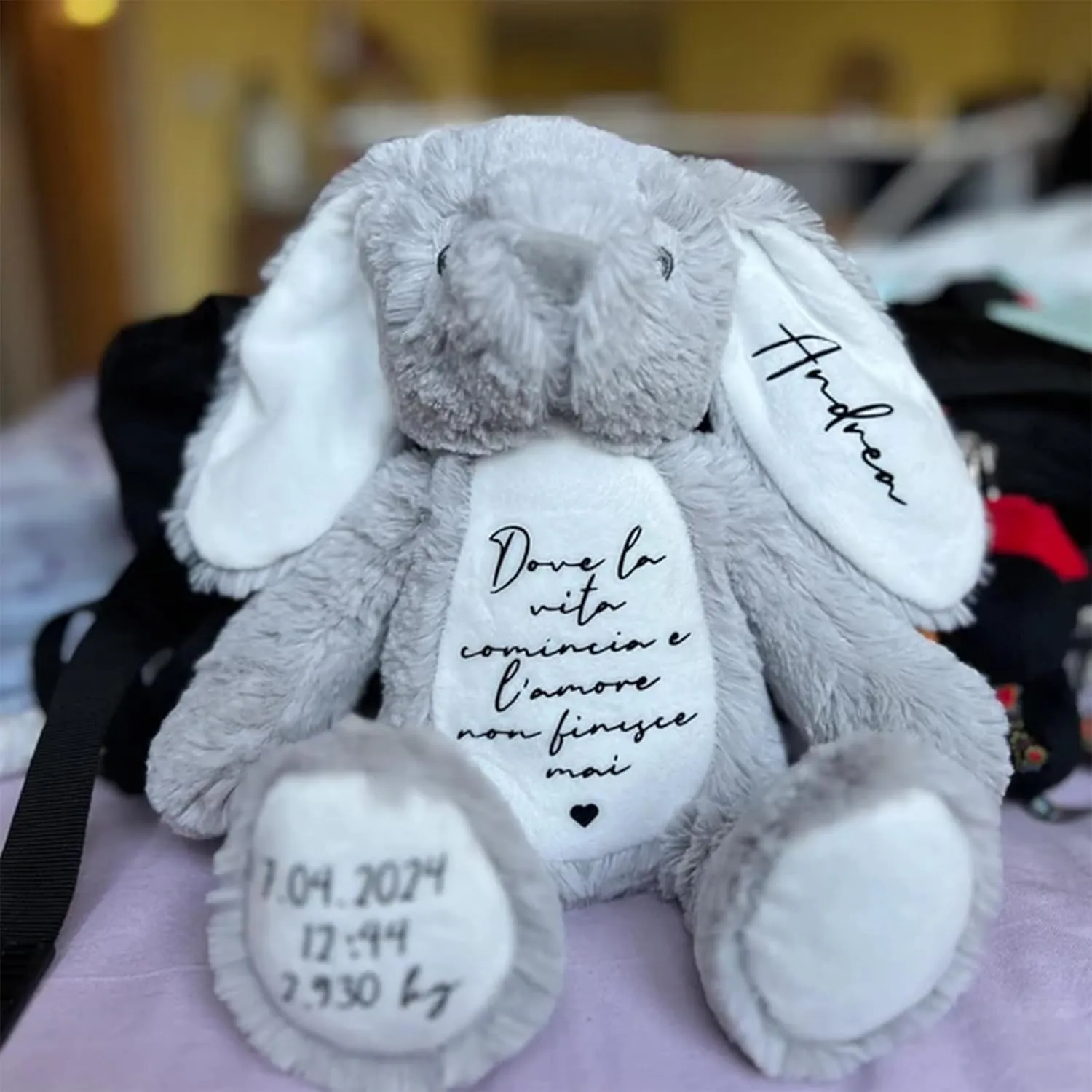 Personalized Plush Bunny Keepsake Gift Custom Hold Me Close Worry Rabbit Toy Adorable Stuffed Animal for Newborns, Babies, Kids Perfect for Baby Showers, Birthdays, Christmas(B)