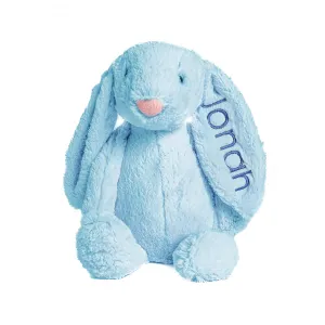 Personalized Super Soft Plush Bunny - Stuffed Animal Toy for Kids - Custom Gift with Embroidered Name on Ear for Easter, Baby Shower Gift (medium, blue)