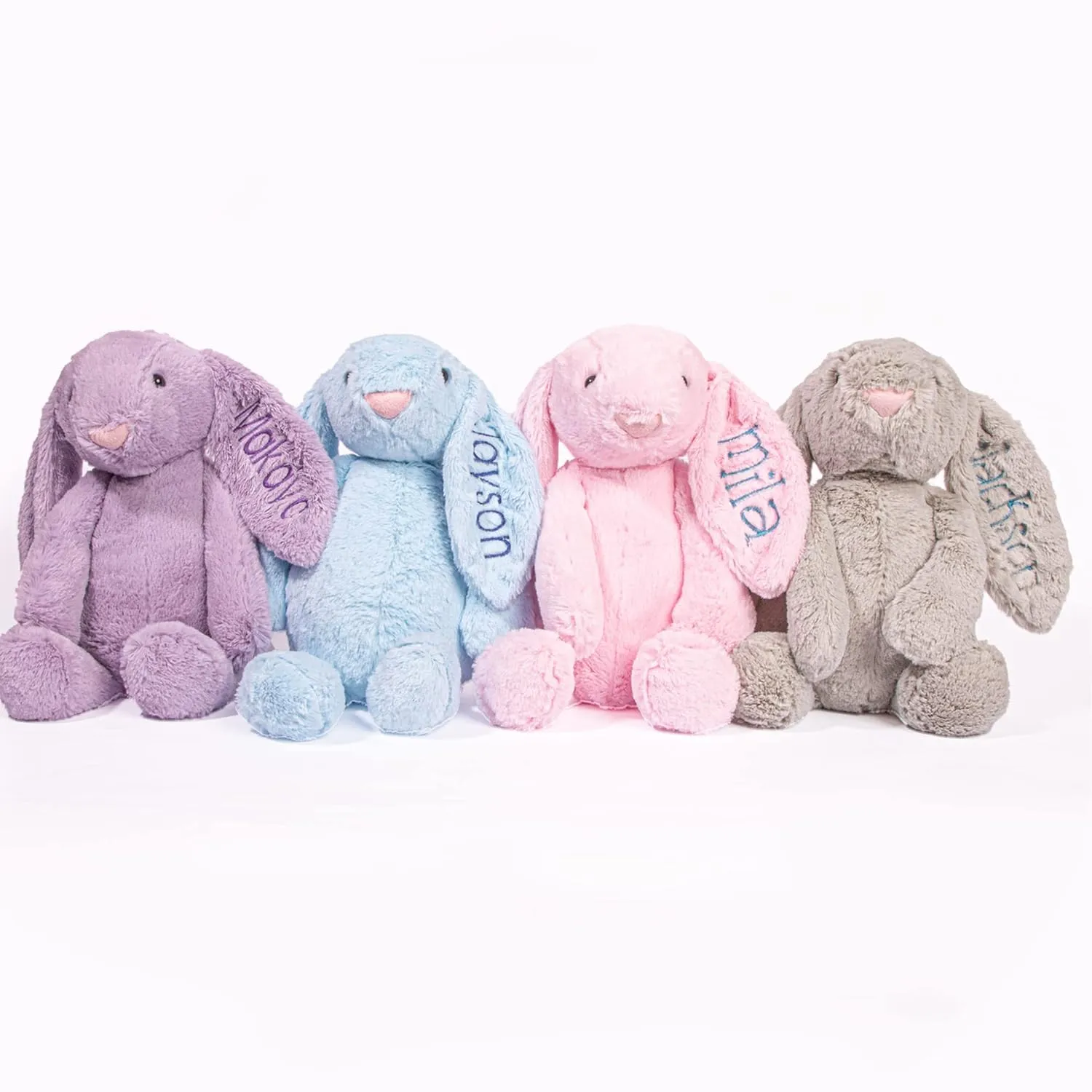 Personalized Super Soft Plush Bunny - Stuffed Animal Toy for Kids - Custom Gift with Embroidered Name on Ear for Easter, Baby Shower Gift (medium, blue)