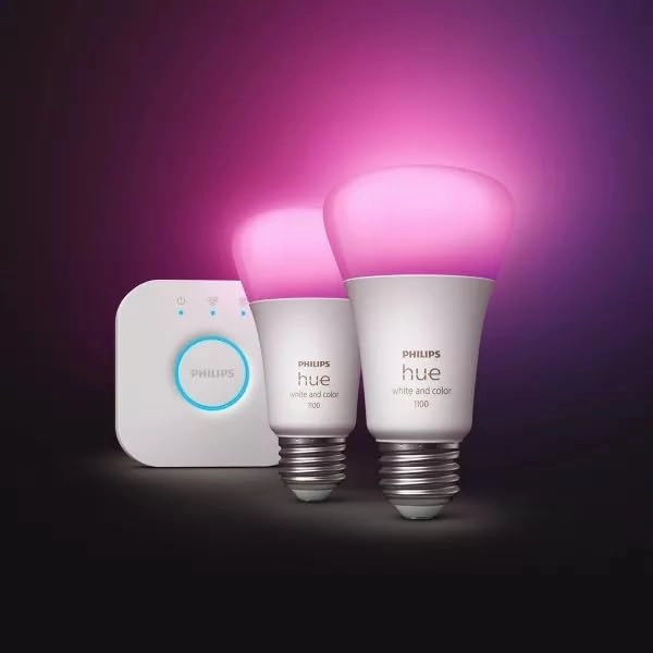 Philips Hue Color 75W A19 Smart LED Bulb 2PK   Hue Bridge - White and Color Ambiance