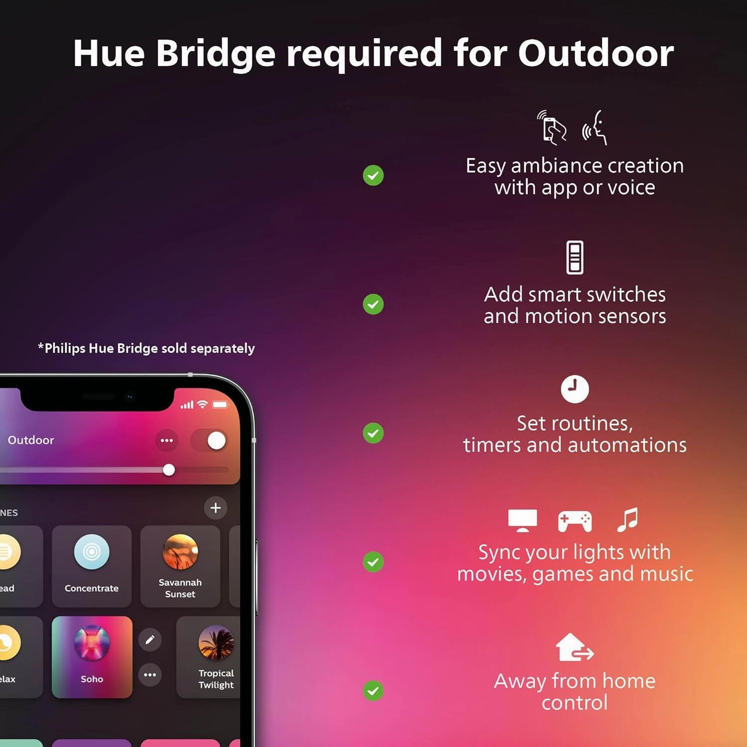 Philips Hue Econic Square Outdoor Smart Wall Light, Black - White and Color Ambiance LED Color-Changing Light - 1 Pack - Requires Hue Bridge - Control with Hue App and Voice - Weatherproof