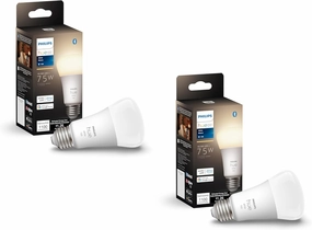 Philips Hue Smart 75W A19 LED Bulb - Soft Warm White Light - 2 Pack - 1100LM - E26 - Indoor - Control with Hue App - Compatible with Alexa, Google Assistant and Apple Homekit