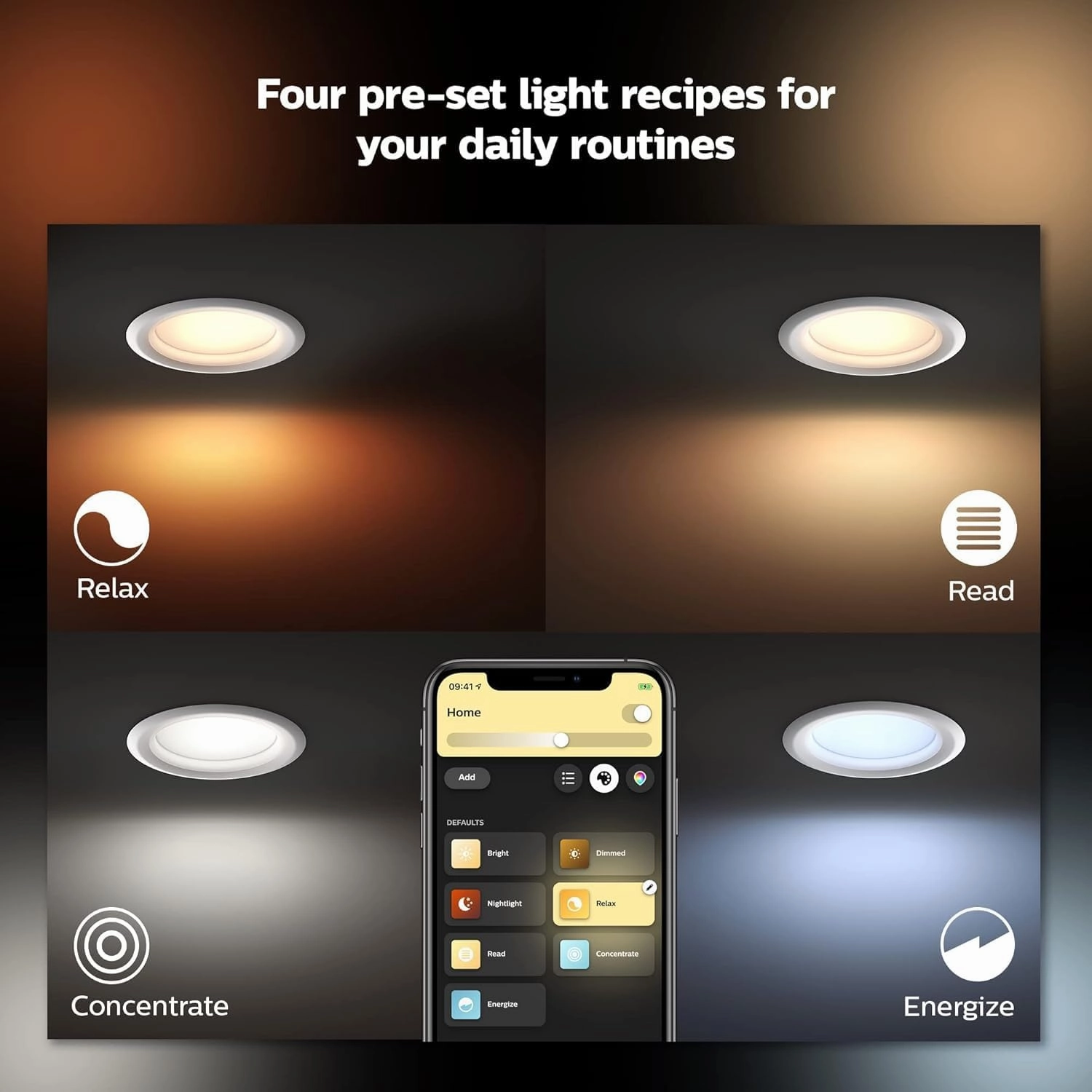 Philips Hue Smart Recessed 5/6 Inch LED Downlight - White Ambiance Warm-to-Cool White Light - 1 Pack - 1100LM - Indoor - Control with Hue App - Works with Alexa, Google Assistant and Apple Homekit