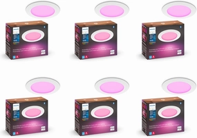 Philips Hue Smart Slim 5/6 Inch LED Downlight - White and Color Ambiance Color-Changing Light - 6 Pack - 1200LM - Indoor - Control with Hue App - Works with Alexa, Google Assistant and Apple Homekit