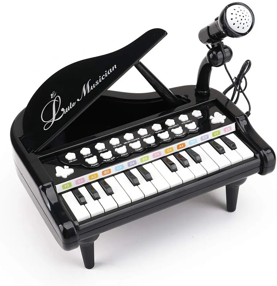 Piano Toy Keyboard for Baby & Toddlers Birthday Gift Toy for 1 2 3 4 Year Old Kids Toy Piano 24 Keys, Black