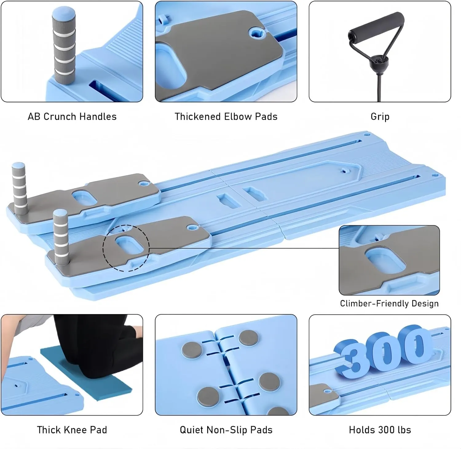 Pilates Board - 2025 Pilates Reformer Set for Full Body Workouts, Foldable Ab Core Trainer Board, Multi-Purpose Pilates Board for Home with Resistance Bands, Ideal for Women & Men