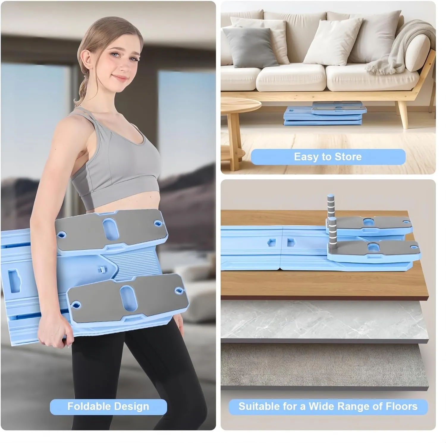 Pilates Board - 2025 Pilates Reformer Set for Full Body Workouts, Foldable Ab Core Trainer Board, Multi-Purpose Pilates Board for Home with Resistance Bands, Ideal for Women & Men