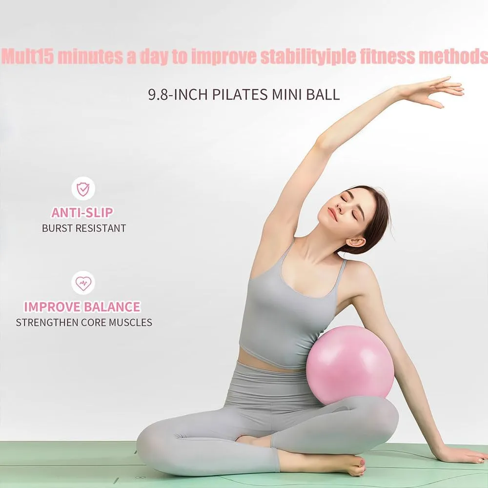 Pilates Ring Set, 14" Magic Circle, Long & Loop Resistance Bands, Soft Pilates Ball, Grip Socks,Puller, Home Workout Equipment for Women & Beginners to Tone, Flexibility & Core Strength
