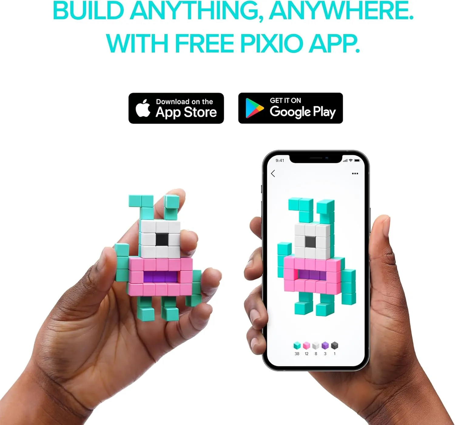 PIXIO-100 - Tiny Magnetic Blocks Building Toy in The Pixel Art Style with Free App - 5/16" Plastic Cubes with 6 Magnets Inside - Open Ended Toy - Creativity Toy for Ages 6 