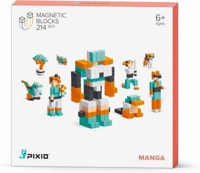 PIXIO Manga - Tiny Magnetic Blocks Building Toy in The Pixel Art Style with Free App - 5/16" Plastic Cubes with 6 Magnets Inside - Open Ended Toy - Creativity Toy for Ages 6 