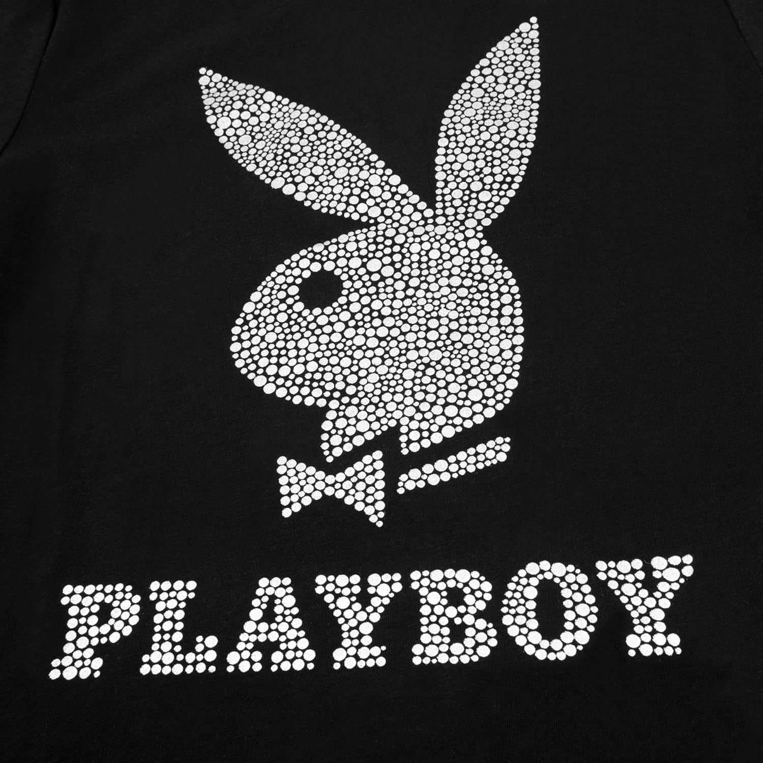 PLAYBOY Womens Soft Cotton Blend Babydoll Tee Shirt with Faux Rhinestone Print Or Glitter Sizes S-XL