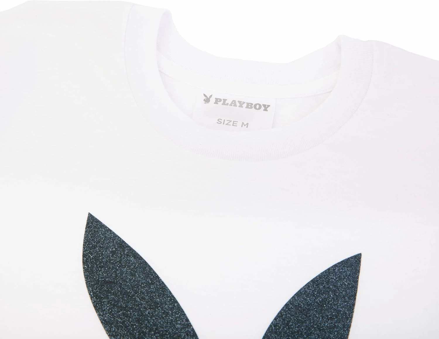 PLAYBOY Womens Soft Cotton Blend Babydoll Tee Shirt with Faux Rhinestone Print Or Glitter Sizes S-XL