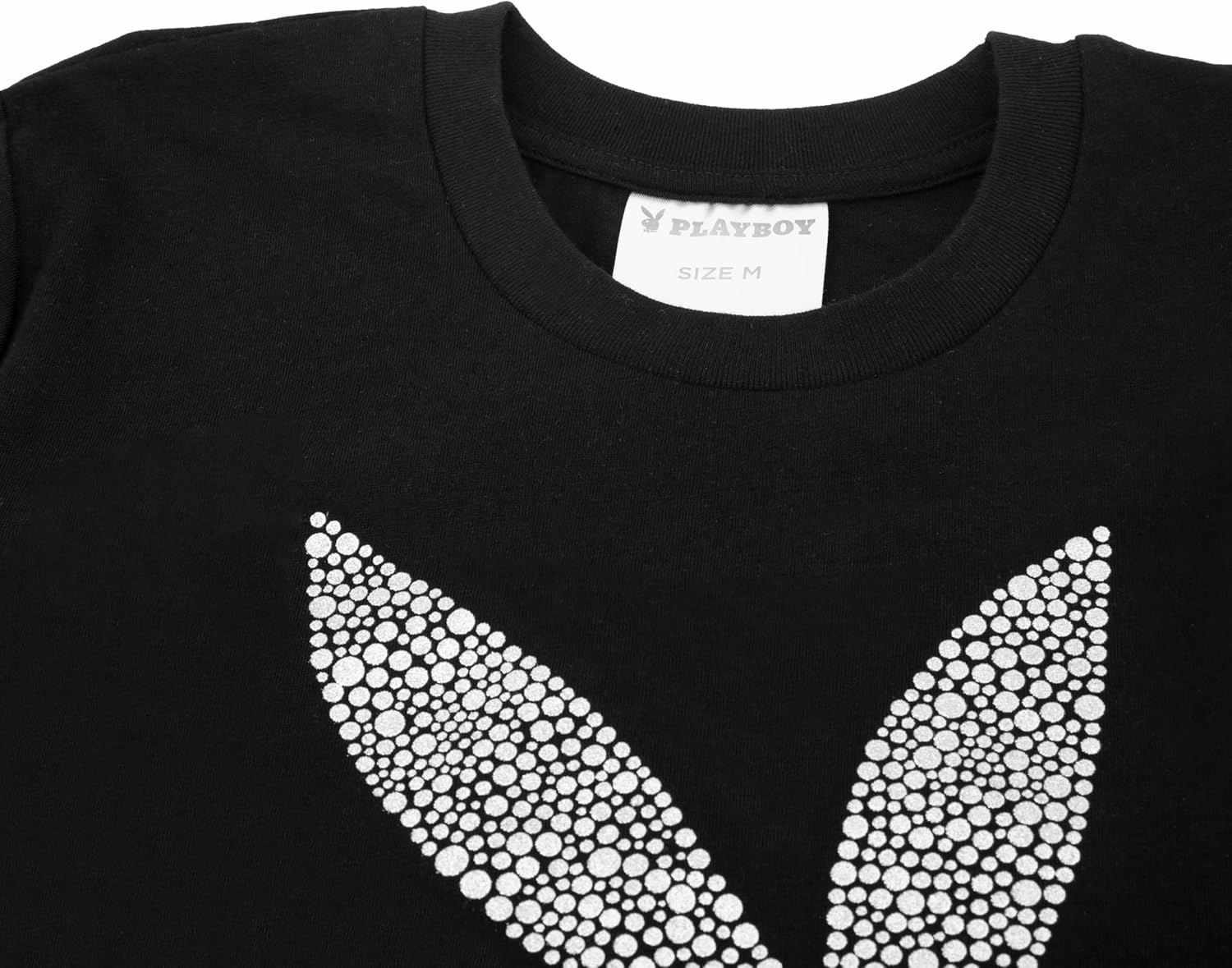 PLAYBOY Womens Soft Cotton Blend Babydoll Tee Shirt with Faux Rhinestone Print Or Glitter Sizes S-XL