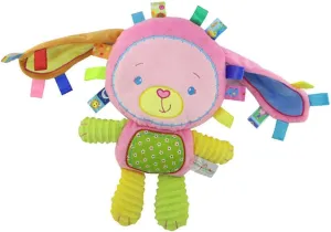 Plush Bunny Stuffed Animal Lovey Infant Pacify Doll Soft Taggie Toy Soothing Sensory Gift for Newborn Toddler Infant Nursery Bed - Pink Rabbit Tags Rattle Toy