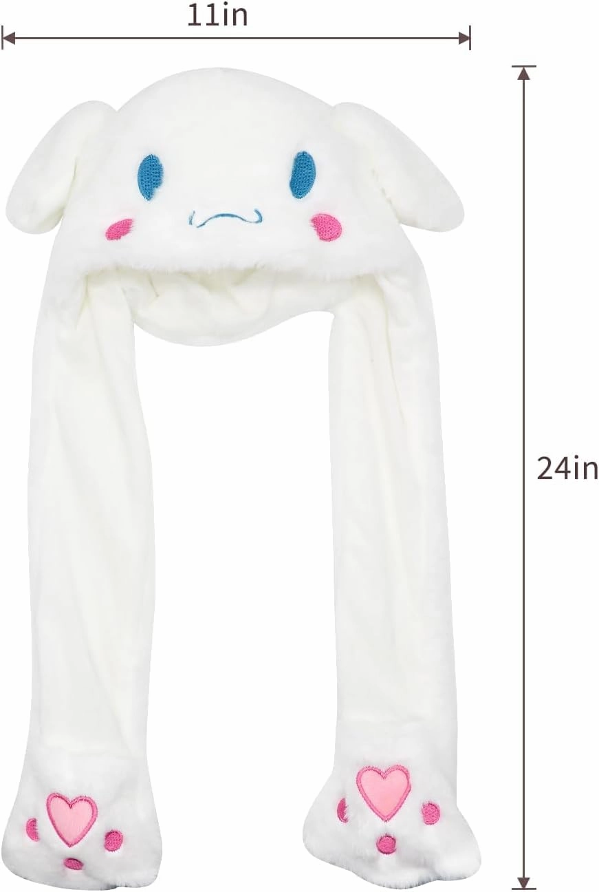 Plush Ear Moving Jumping Hat,Cute Fluffy Cap, Soft Warm HeadWear,Bunny Hat Christmas Holiday Party Gift for Boys Girls.
