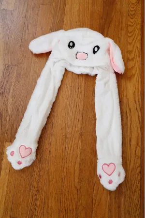 Plushland Adorable Funny Bunny Plush Hat - Squeeze Bunny Hands and See Ears Shake up and Down, Gift for Kids, Babies, Girls, Boys on Halloween, Christmas, Thanksgiving Any Holiday Event