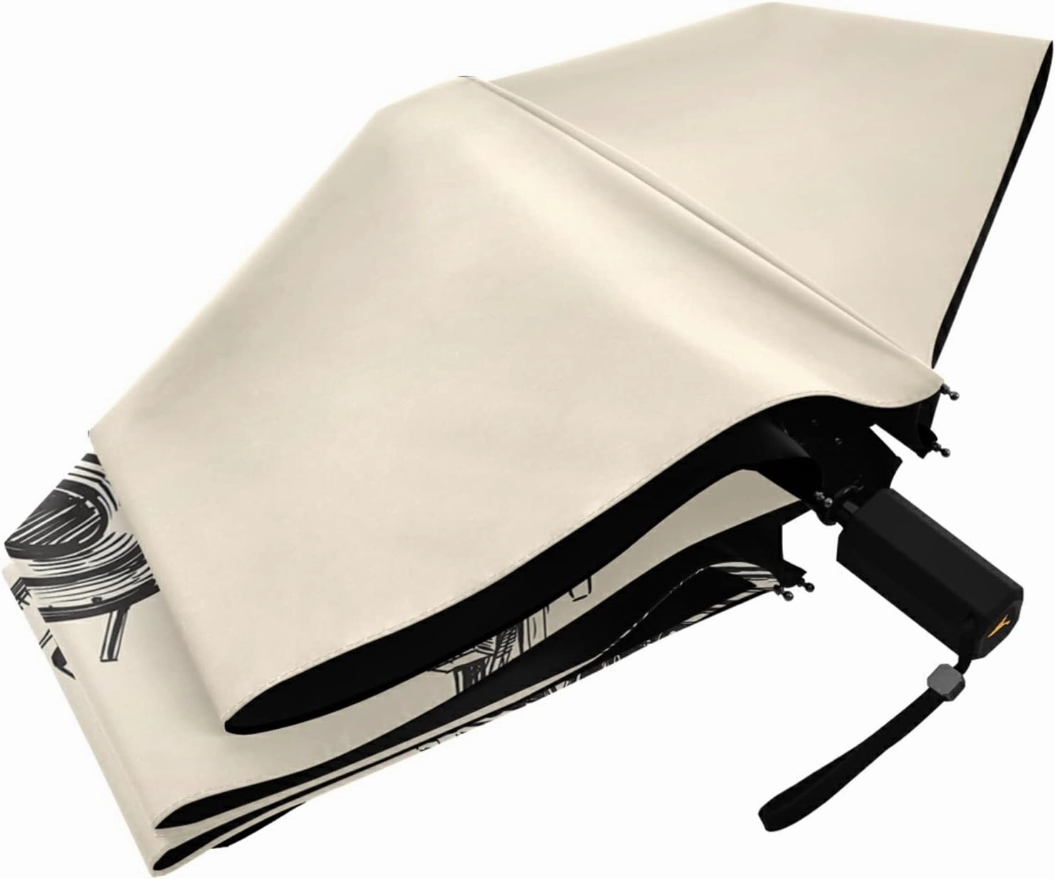 Poeticcity Folding Umbrella, Anti-UV 3 Folds Lightweight Parasol, Compact Windproof Strong Umbrellas for Car Travel Sun & Rain