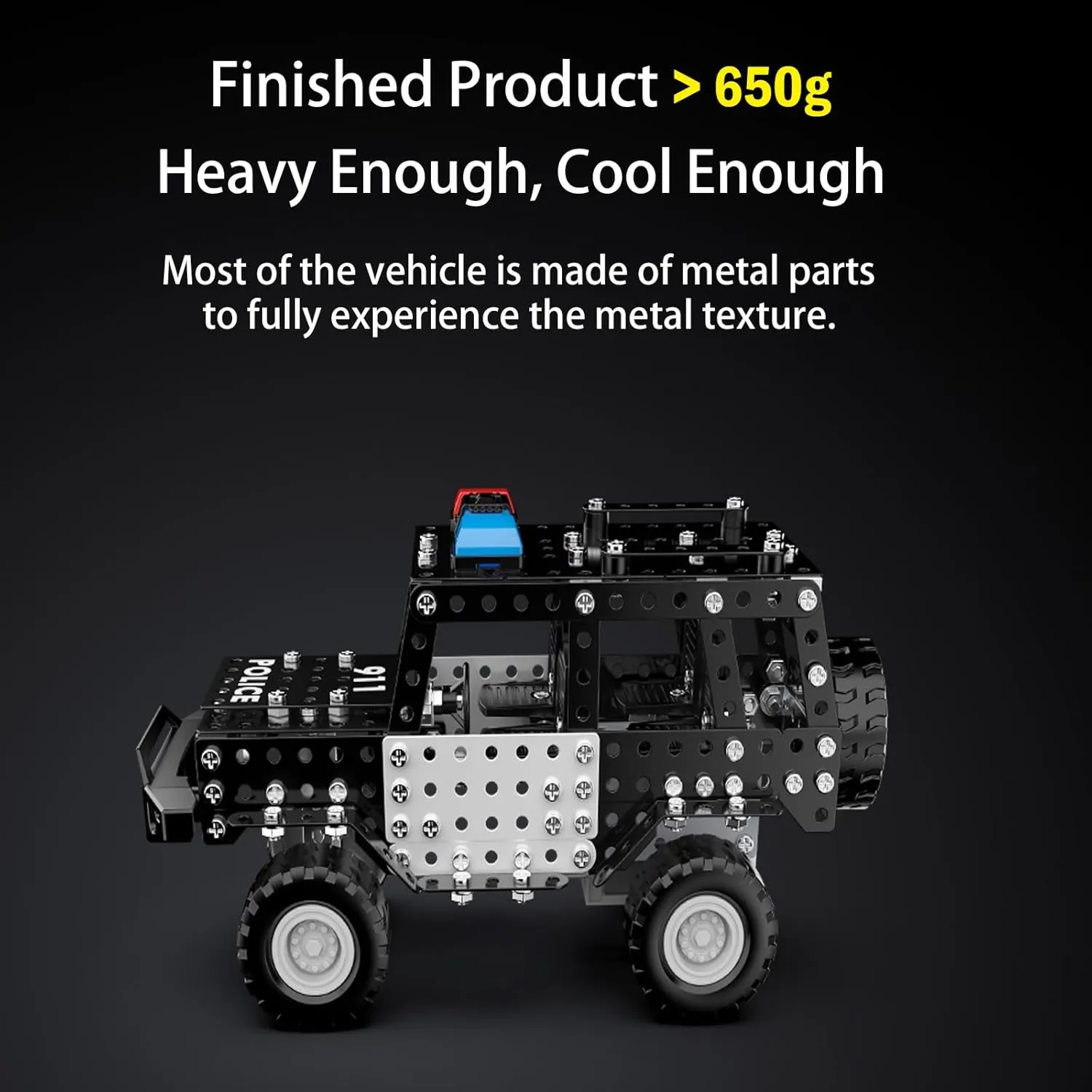 Police Vehicle Toy Set, Metal Model Vehicles Toys Erector Sets for Boys Ages 6-14, Police Truck STEM Building Toys Educational Creative Game Birthday Gift Idea