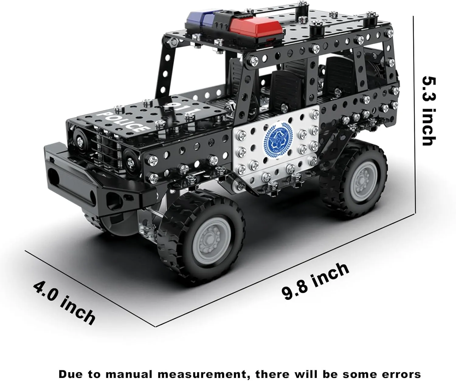 Police Vehicle Toy Set, Metal Model Vehicles Toys Erector Sets for Boys Ages 6-14, Police Truck STEM Building Toys Educational Creative Game Birthday Gift Idea