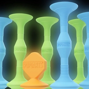POPDARTS Glow Pack Game Set Glow in The Dark (Blue and Green) - Indoor, Outdoor Suction Cup Throwing Game - Competition with a POP