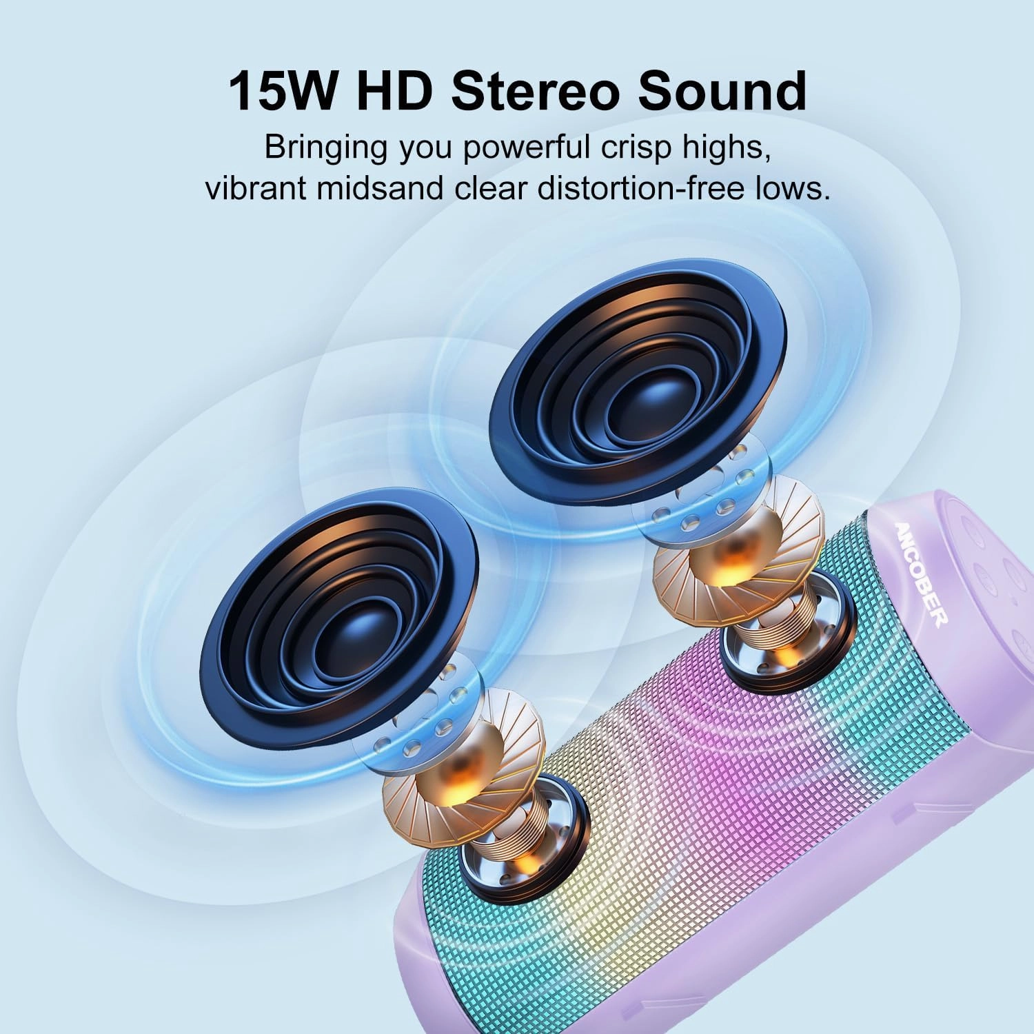 Portable Bluetooth Speaker Wireless, HD Stereo Sound with LED Lights, TWS Surround Dual Pairing, BT 5.3/AUX, for Outdoor Camping Party Home, Electronics Gadgets, Birthday Holiday Gfits for Him Her