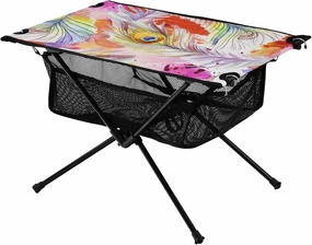 Portable Camping Table Colorful Bird Feather Outdoor Foldable Camp Tables for Outside, Camping, Hiking, Tailgating