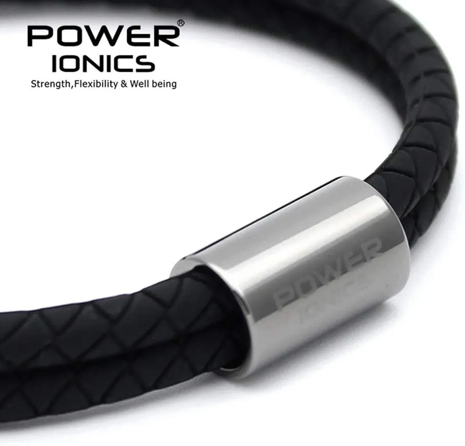Power Ionics Balance Bracelets for Men – Protection Silicone Bracelets with Rose Gold or Gun Gray Stainless Streel Ring, Available in Black, Gray, Red, 26cm, Suitable for 12-23cm Wrist Size