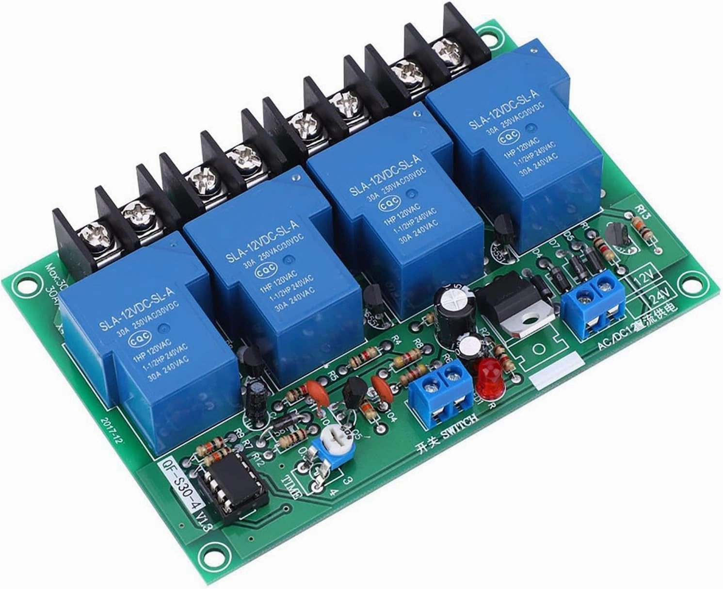 Power Time Sequence Board Adjustable 4 Channel Sequential Controller Module 30A 0.5-4s for Industrial Use
