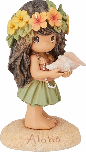 Precious Moments Aloha Hawaiian Girl Figurine - Resin Home Decor Collectible, Heartfelt Holiday or Birthday Gift, Celebrating Hawaiian Heritage, 173445