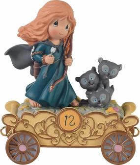 Precious Moments Disney Showcase Collection "Fulfill Your Dreams" - Age 12 Birthday Parade Resin Figurine, Disney Princess Merida Theme, 133406