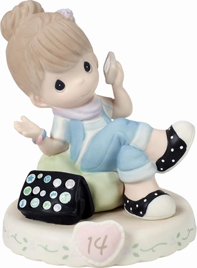 Precious Moments Growing in Grace Age 14 Collectible Porcelain Figurine, Brunette Girl - Ideal Keepsake for Birthdays, Anniversaries, and Special Occasions