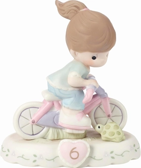 Precious Moments Growing In Grace, Age 6 Brunette Girl Figurine - Porcelain Keepsake for Birthday Celebrations, Collectible Home Décor