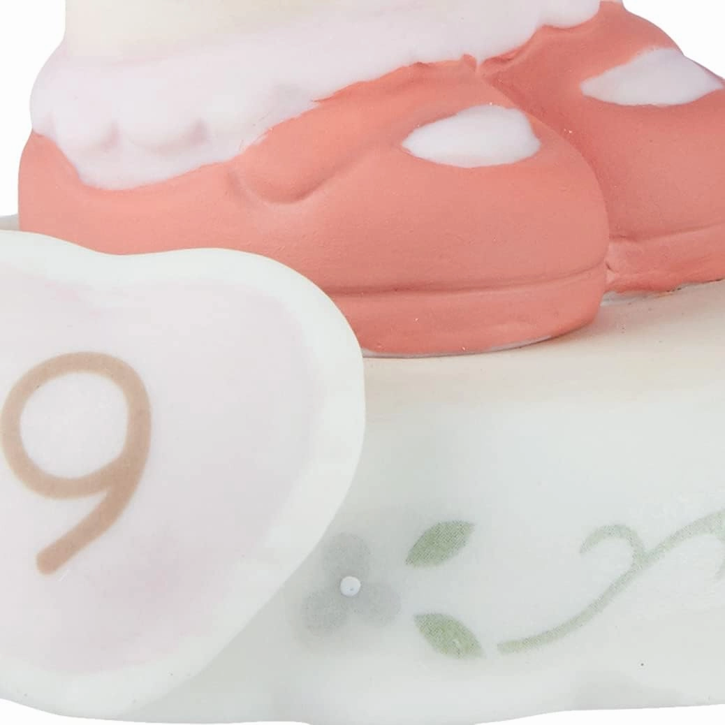 Precious Moments, Growing In Grace, Age 9, Bisque Porcelain Figurine, Brunette Girl, 154036B