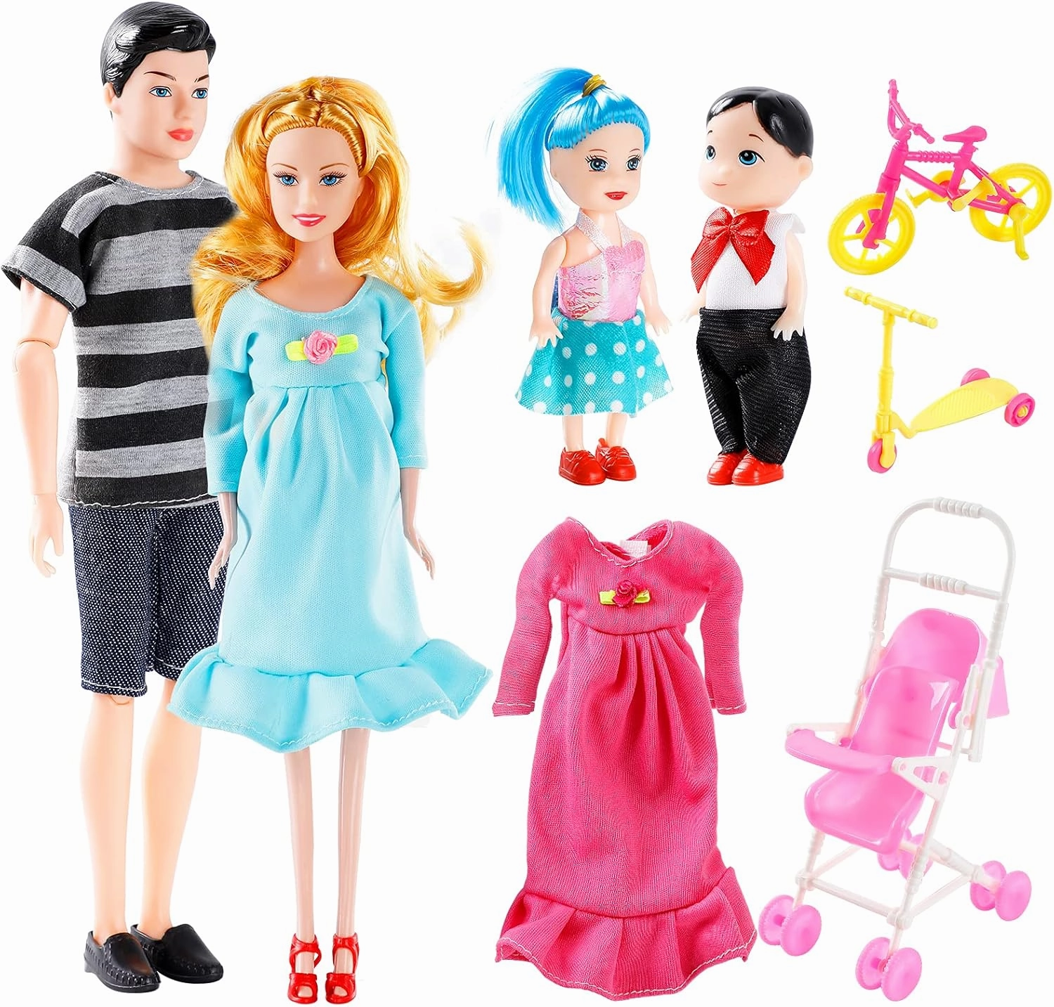 Pregnant Mom Toy Set - Mom Doll Pregnant with Baby, Includes Baby Doll Trolley
